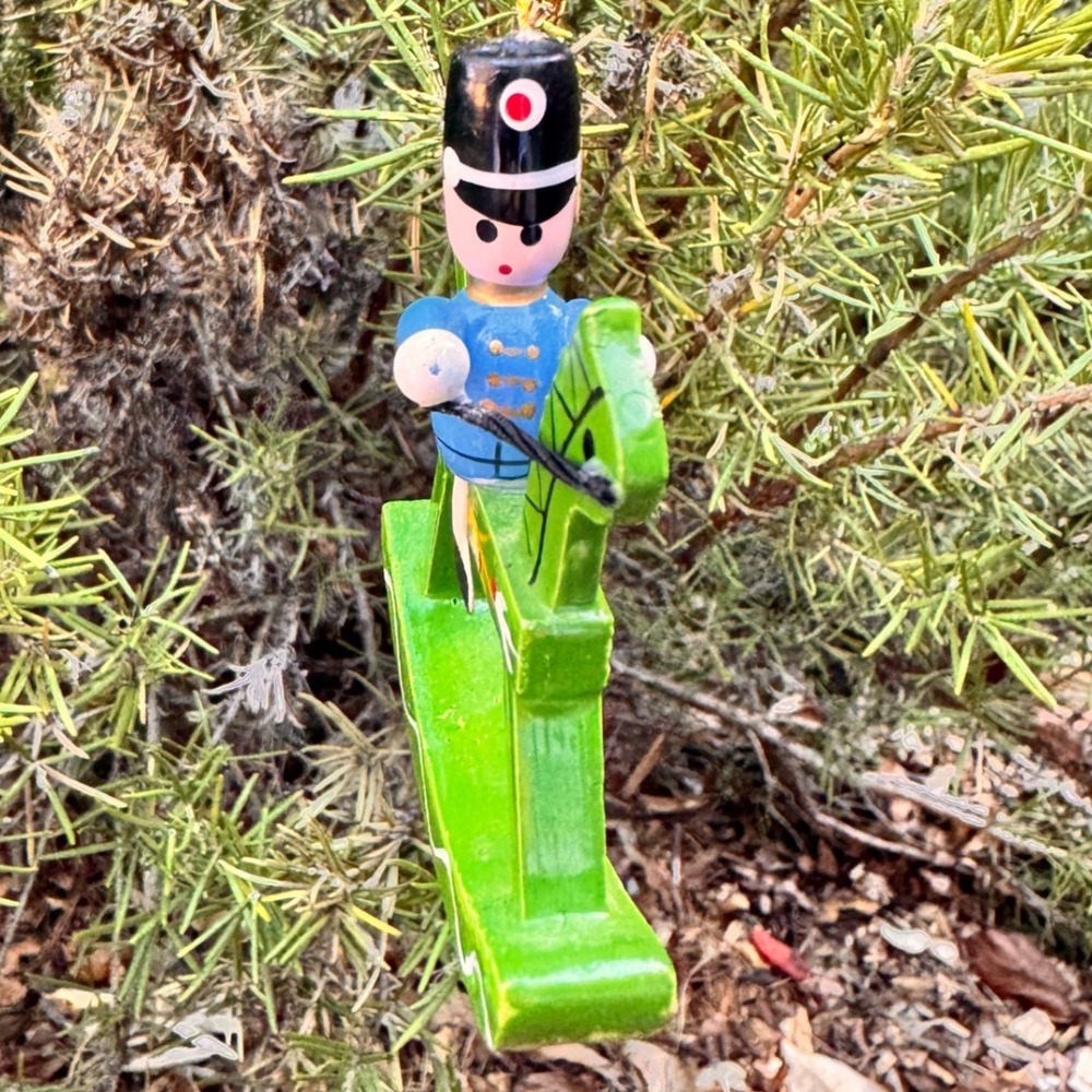Vintage 1979 Wooden‎ Rocking Horse Soldier Christmas Tree Ornament Figurine
